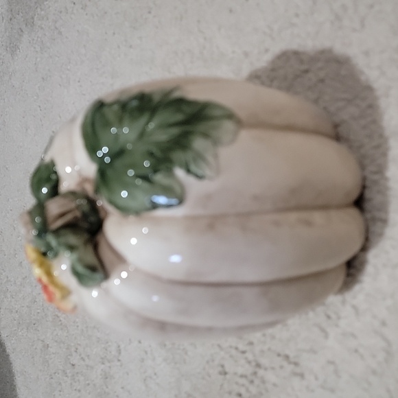 Fitz and Floyd Harvest Cream Ceramic Pumpkin 🎃 NWT - Picture 2 of 3